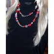 Koral i minerały długi elegancki naszyjnik handmade PREZENT z klasą