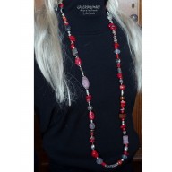 Koral i minerały długi elegancki naszyjnik handmade PREZENT z klasą