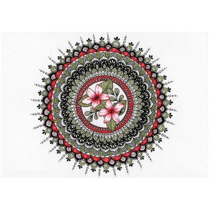 Mandala kwiaty, Justyna Pelczar-Smoleń, rysunki tech.mieszana