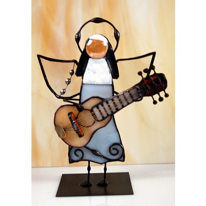 Aniołek witrażowy 3D zakonnica z gitarą, Aleksander Makarski, anioły i aniołki