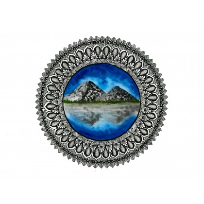 Mandala Góry z odbiciem lustrzanym, Justyna Pelczar-Smoleń, obrazy akwarela
