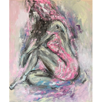 Dziewczyna w różowej sukience 60/50, Natalia Stanova, obrazy akryl