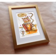 Kot 2 - obrazek malowany kawą