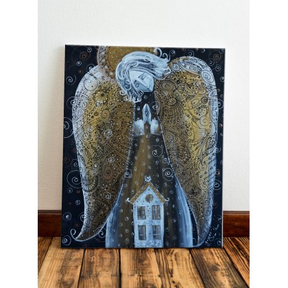 Anioł z domem. Giclee, 4mara, wydruki na płótnie
