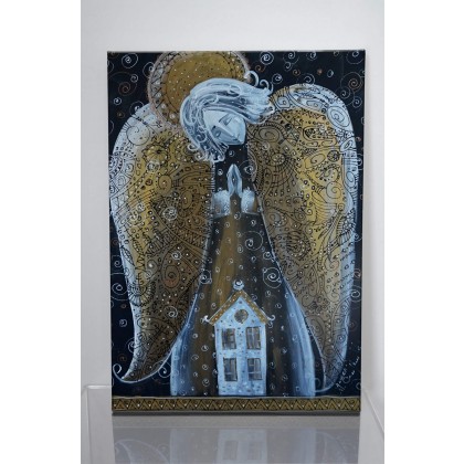 4mara - wydruki na płótnie - Anioł z domem. Giclee foto #1