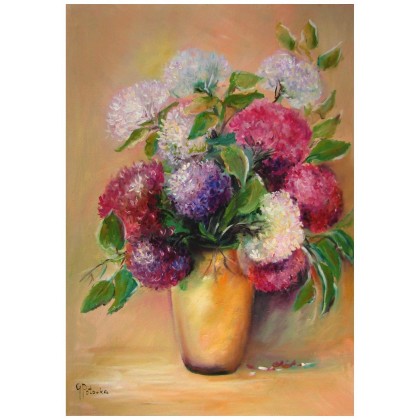 Kwiaty  hortensje  obraz olejny  50-70cm, Grażyna Potocka, obrazy olejne