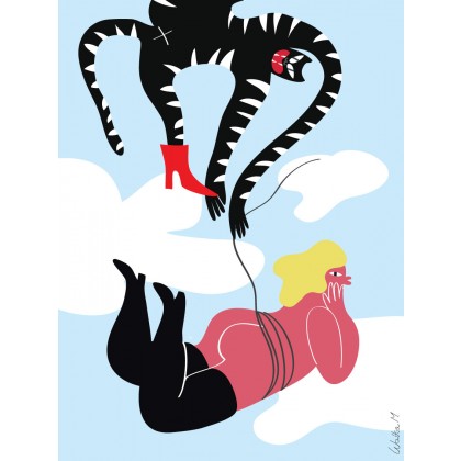 Kot i kobieta w chmurach, Marcin Waśka, Grafika cyfrowa