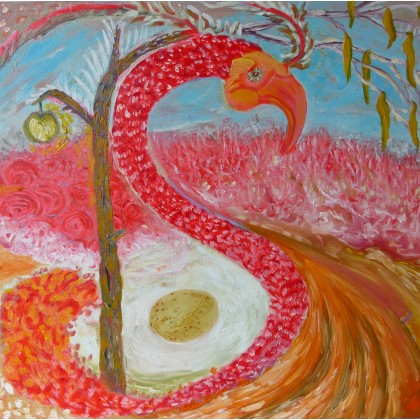 Kompozycja z czerwienią, Elżbieta Goszczycka, obrazy olejne