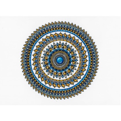 Mandala niebieski-brązowy, Justyna Pelczar-Smoleń, rysunki tech.mieszana