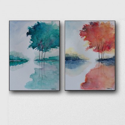 Drzewa- dwie akwarele, Paulina Lebida, obrazy akwarela