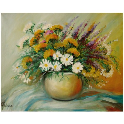 Polne kwiaty obraz olejny 40-50cm, Grażyna Potocka, obrazy olejne
