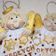 Wesołych Świąt - aniołki z masy solnej