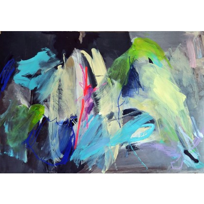 abstrakcja z kobaltem 87x60, Alina Louka, obrazy akryl