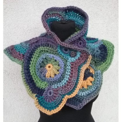 Szalik staw, szuwary, noc, księżyc, Handmadestreet101, szale