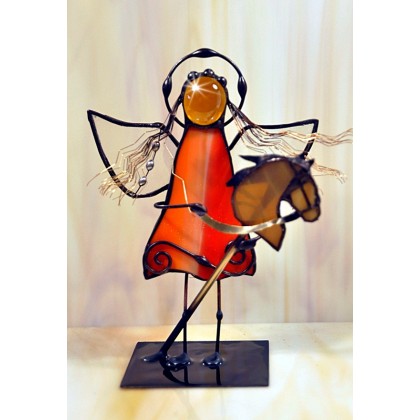 Aleksander Makarski - anioły i aniołki - Aniołek witrażowy 3D dziewczynka z kon foto #1