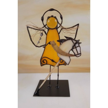 Aleksander Makarski - anioły i aniołki - Aniołek witrażowy 3D dziewczynka z kon foto #2