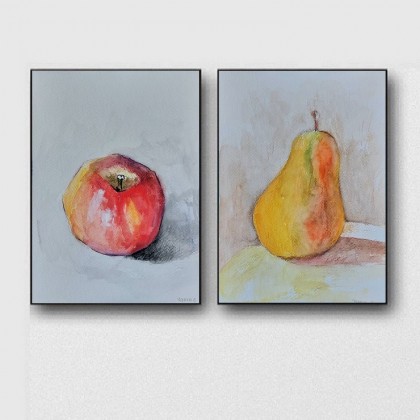 Owoce  -dwie akwarele, Paulina Lebida, obrazy akwarela