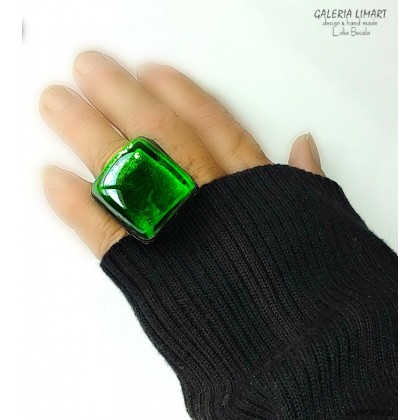 Galeria LiMaRt - pierścionki - Zielony kwarc pierścionek unikatowy han foto #3