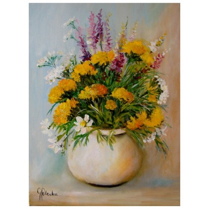 Polne kwiaty  obraz olejny 40-30cm, Grażyna Potocka, obrazy olejne