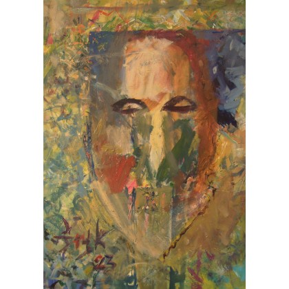 Maska etniczna,  70x100, 2023, Eryk Maler, obrazy olejne