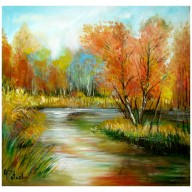 PORANEK NAD WODĄ OBRAZ OLEJNY 40-42CM
