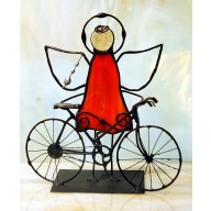 Aniołek witrażowy 3D z rowerem