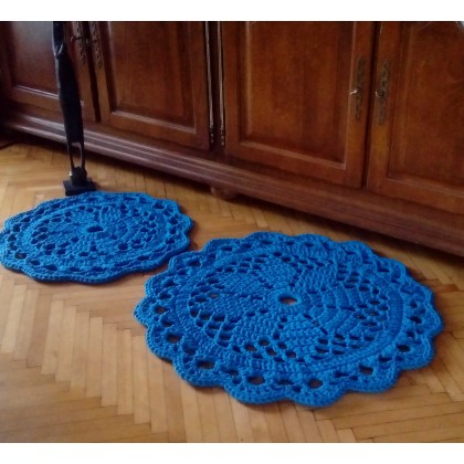 Komplet 2 Dywanów niebieski ukraiński, Danuta Zgoł, na podłogę