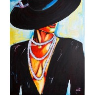 DAMA W RÓŻOWYM NASZYJNIKU 100X80