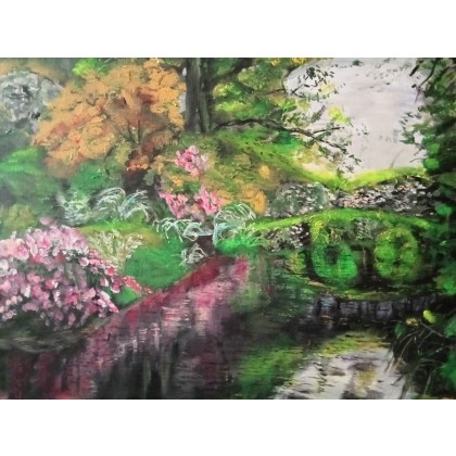 Ogród w Oliwie, Krystyna Mościszko, obrazy akryl