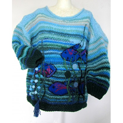 sweter oversize niebieski, art.a, swetry