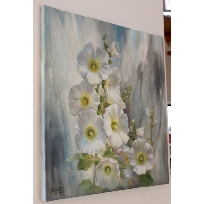 Lidia Olbrycht - obrazy olejne - Białe Malwy, ręcznie malowany na płótnie foto #1