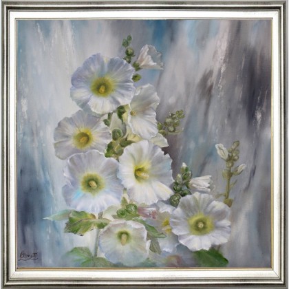 Lidia Olbrycht - obrazy olejne - Białe Malwy, ręcznie malowany na płótnie foto #2