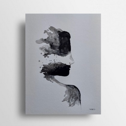 Twarz- akwarela, Paulina Lebida, obrazy akwarela