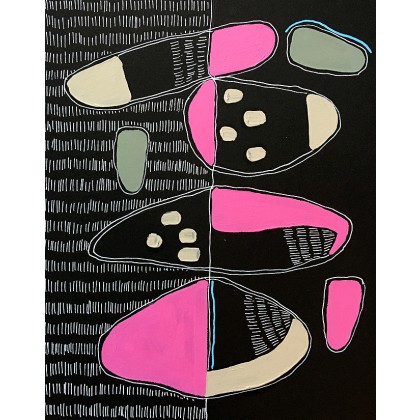Abstrakcja Pink, Marcin Waśka, olej + akryl