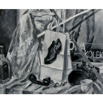 Black&White - obraz olejny 60x50 cm, julia kurek, obrazy olejne