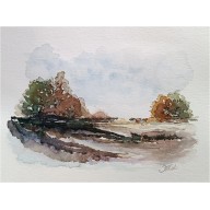 Jesień w polu, Akwarela 24 x 32 cm.