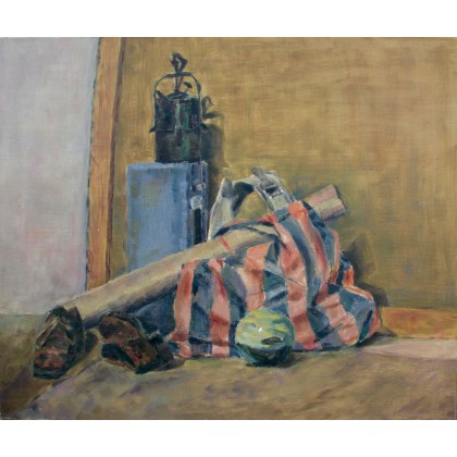 martwa natura z butem - 72x60 cm, julia kurek, obrazy olejne