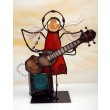 Aniołek witrażowy 3D z gitarą basową