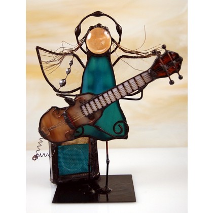 Aleksander Makarski - anioły i aniołki - Aniołek witrażowy 3D z gitarą basową foto #2