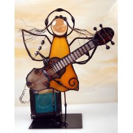 Aniołek witrażowy 3D z gitarą basową