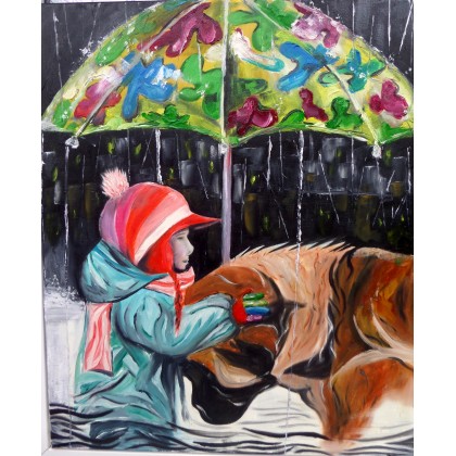 Obraz na płótnie pt.Pod parasolem, Anna Zborovska, obrazy olejne
