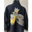 Kimono z frędzlami patchworkowa aplikacja ptaszysko na placach.