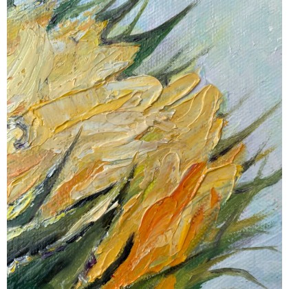 Myroslava Burlaka - obrazy olejne - Kwiat.Słoneczniki.Początek kwitnienia. foto #2