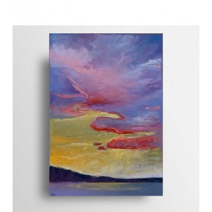 Fioletowe niebo  -praca wykonana pastelami, Paulina Lebida, pastele suche