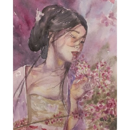 W kraju kwitnącej wiśni, Agnieszka Margul, obrazy akwarela