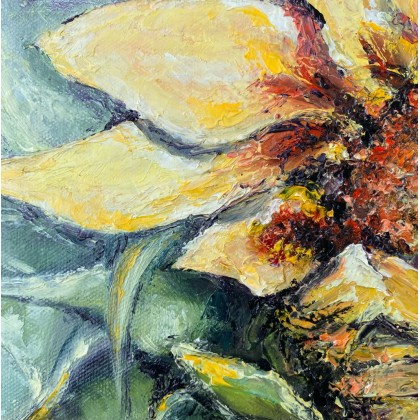 Myroslava Burlaka - obrazy olejne - Kwitnący słonecznik.Kwiat.Otwarcie płatków. foto #1