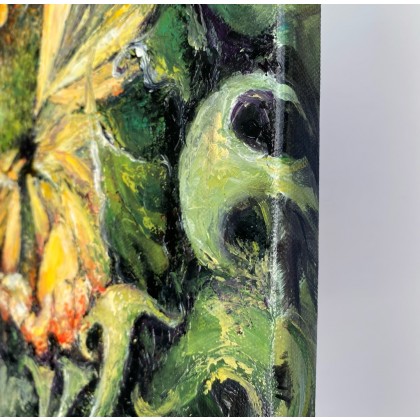 Myroslava Burlaka - obrazy olejne - Kwitnący słonecznik.Kwiat.Otwarcie płatków. foto #3