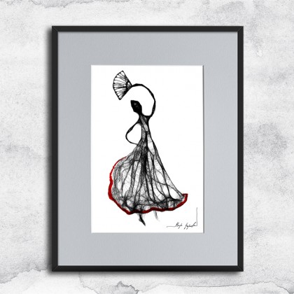 Grafika z ramą - nr 140 - Flamenco, Maja Gajewska, grafika tech. mieszana