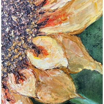 Myroslava Burlaka - obrazy olejne - Żółty kwiat słońca. Kwitnący słonecznik. Kwiat. foto #1