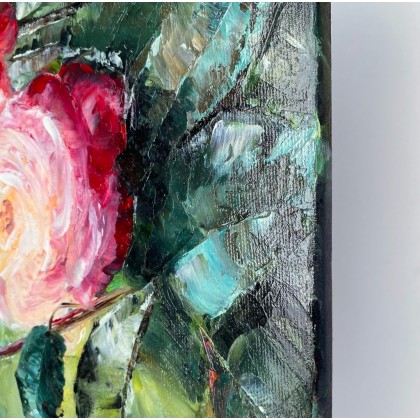Myroslava Burlaka - obrazy olejne - Róża ogrodowa. Kwiaty róży. foto #3
